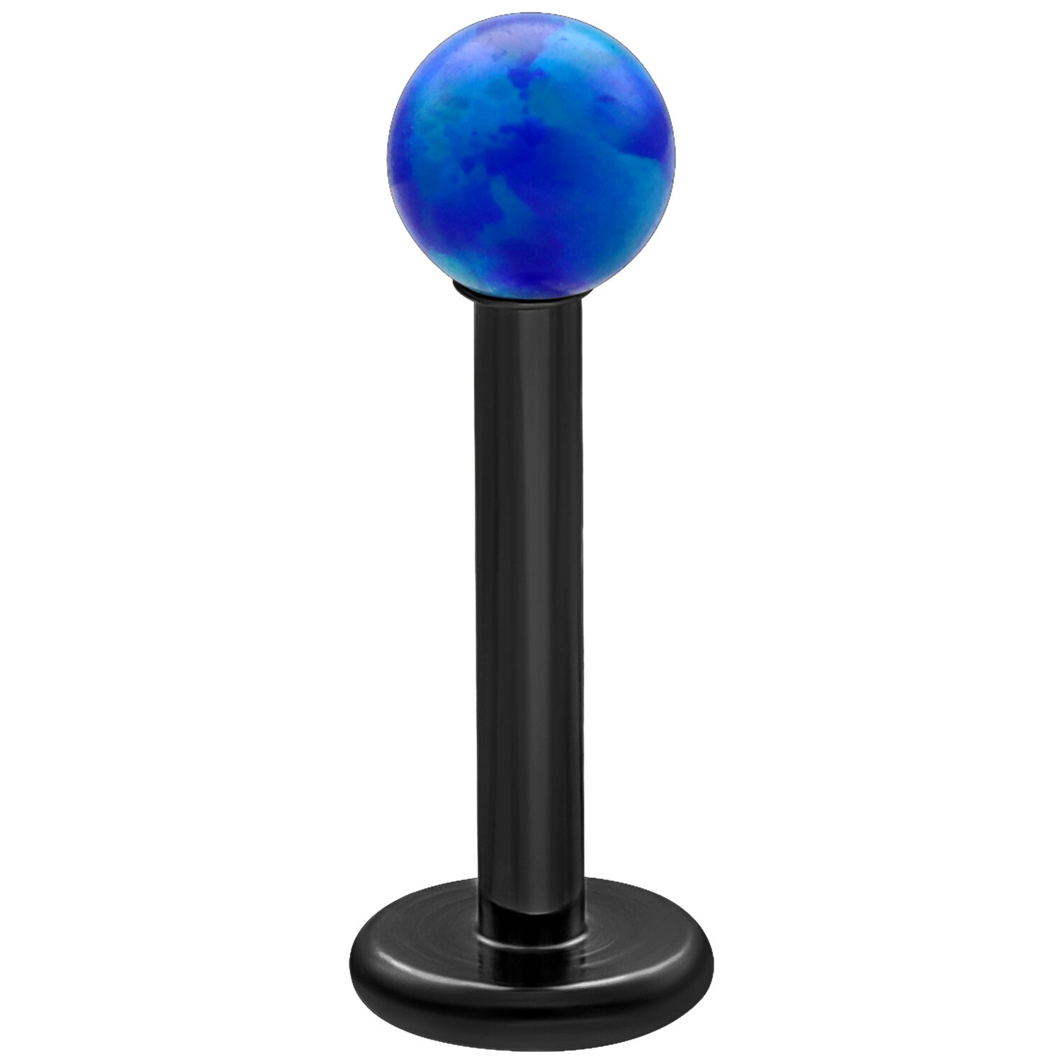 Labret en opale bleu foncé 5,0 mm Labret en opale synthétique bleu foncé avec tige noire