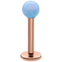 Labret en opale bleu clair 5,0 mm or rose Labret en opale bleu clair avec tige en titane or rose, longueur 5,0 mm