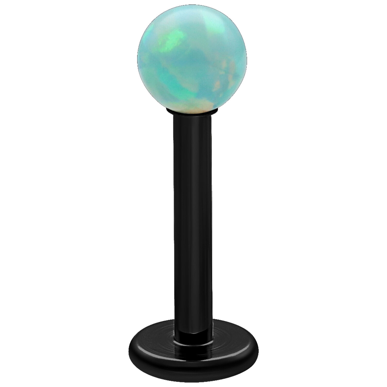 Labret en opale vert menthe 5 mm Labret en titane noir avec opale vert menthe, 5 mm de longueur