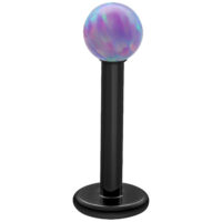 Labret en opale avec boule Light Periwinkle, 5 mm Labret en titane noir avec boule opale Light Periwinkle sur fond blanc