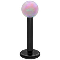 Labret en Opale Rose 5,0 mm - Titane Noir Labret en opale synthétique rose avec tige en titane noir sur fond blanc