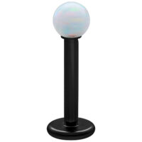 Micro Labret Piercing Opale Blanc 5,0 mm Opale synthétique blanche sur Labret en titane noir, longueur 5,0 mm