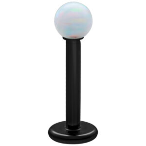 Opale synthétique blanche sur Labret en titane noir, longueur 5,0 mm