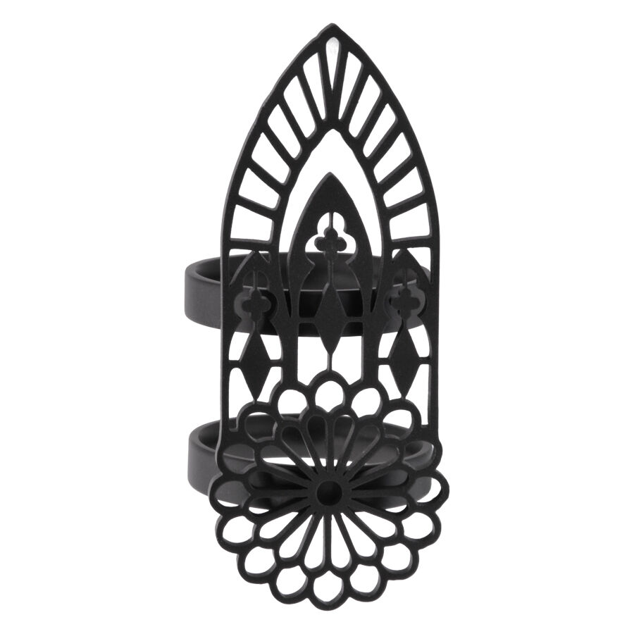 Anneau Basilique Noir en Acier Chirurgical Anneau noir au design gothique en acier chirurgical sur fond blanc