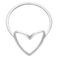 Bague cœur en argent en acier chirurgical Bague cœur en argent en acier chirurgical sur fond blanc