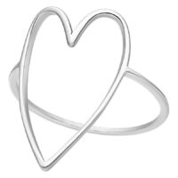 Bague cœur argentée 17,0 mm en métal Bague cœur argentée en métal de 17,0 mm sur fond blanc