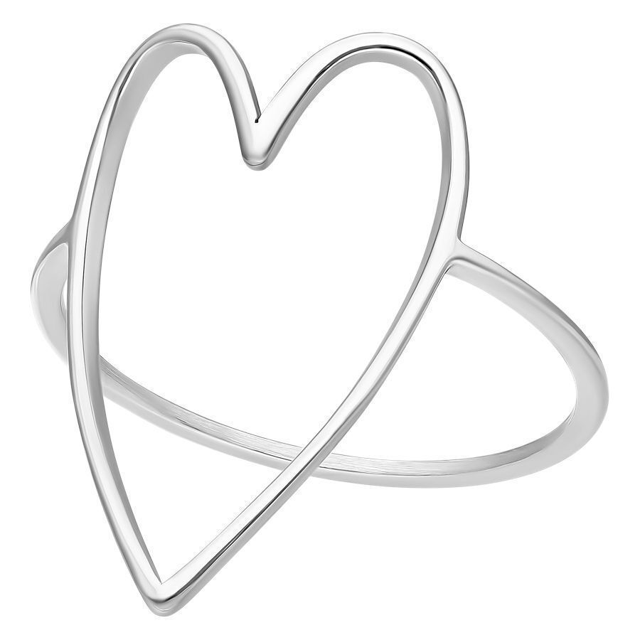 Bague cœur argentée 17,0 mm en métal Bague cœur argentée en métal de 17,0 mm sur fond blanc