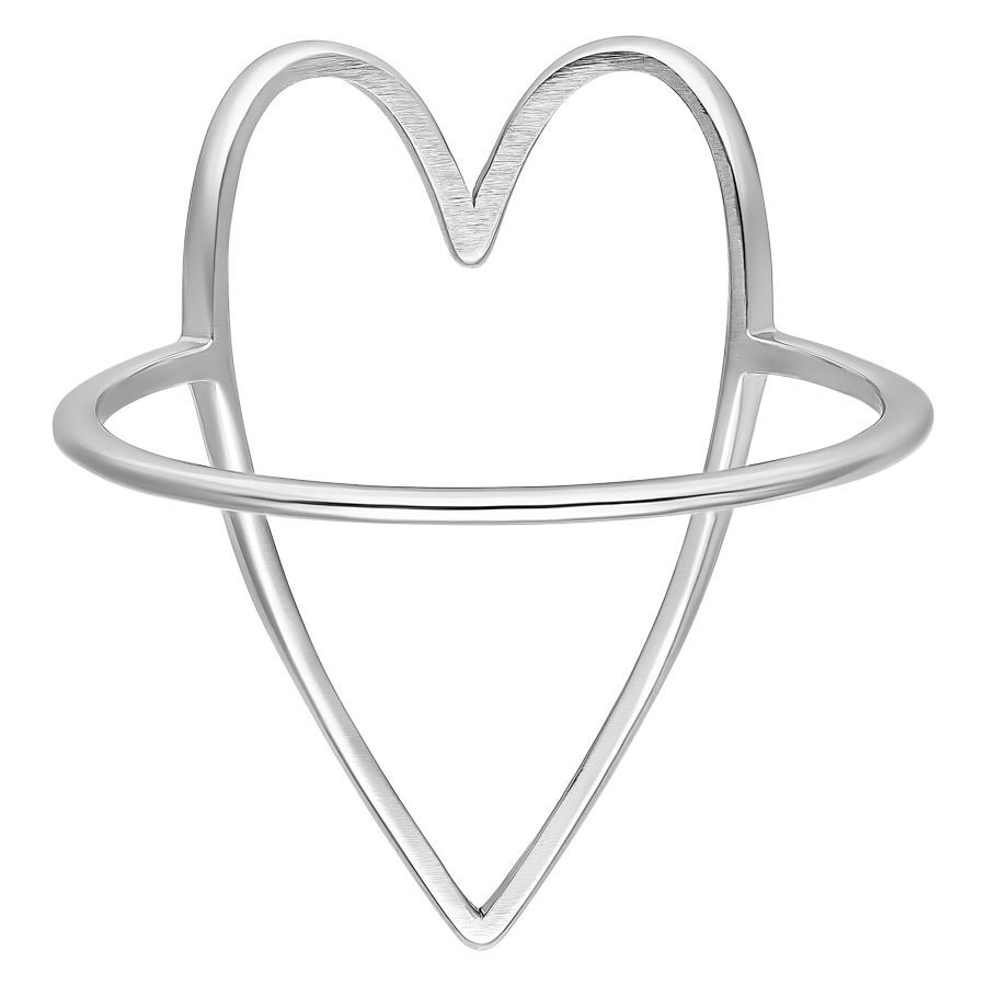 Bague cœur argentée en acier chirurgical Bague cœur argentée en acier chirurgical sur fond blanc