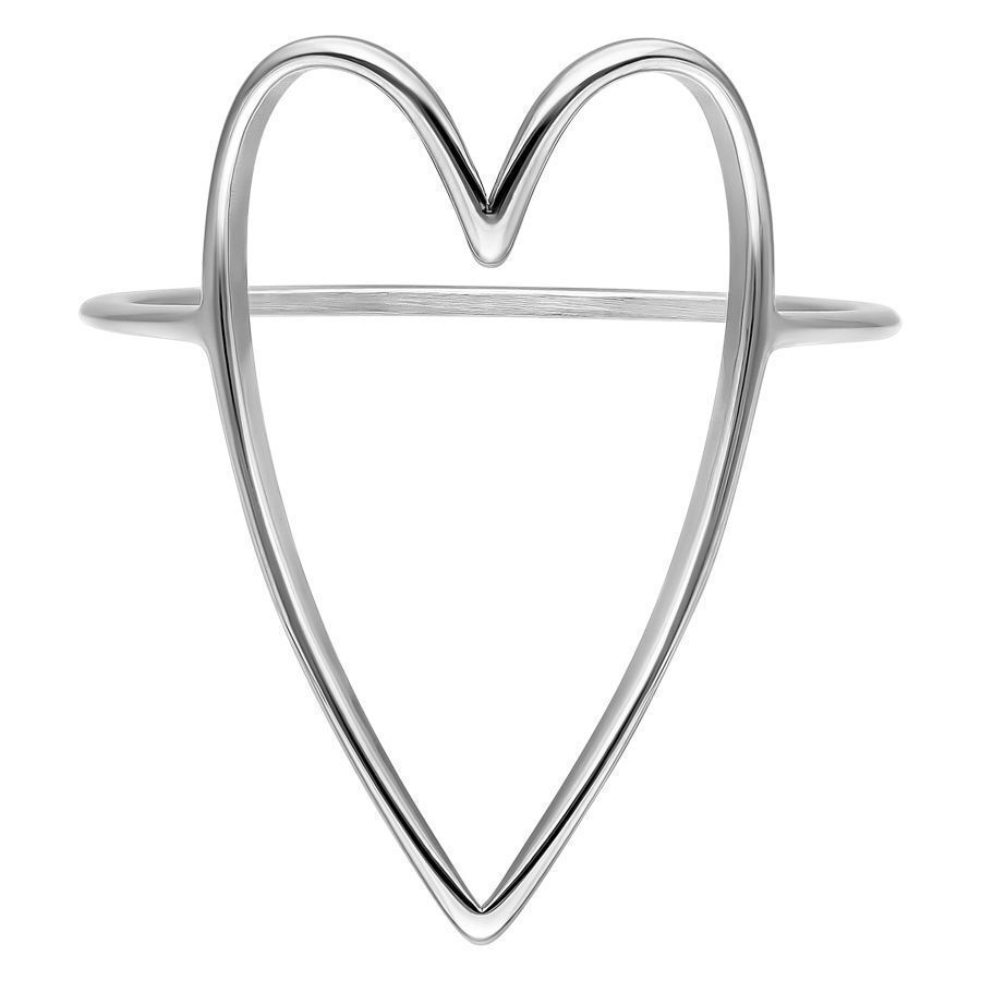 Bague cœur argentée 17,0 mm de Wildcat Bague cœur argentée en acier chirurgical 316L, taille 17,0 mm, sur fond blanc