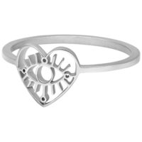 Bague œil argentée 17,0 mm de Wildcat Bague œil argentée en forme de cœur en acier chirurgical 316L sur fond blanc