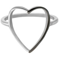 Bague cœur en argent, 17,0 mm, acier chirurgical Bague cœur en argent en acier chirurgical, taille 17,0 mm, sur fond blanc