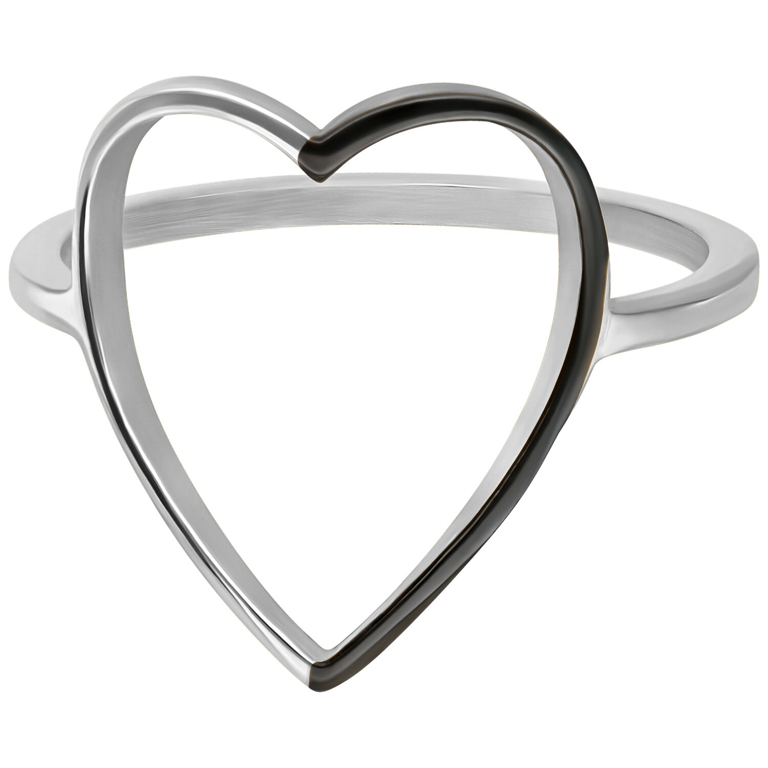 Bague cœur en argent 17,0 mm de Wildcat Bague cœur en argent de 17,0 mm sur fond blanc