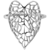 Anneau Lovely Leaf Argent Taille 17,0 mm Anneau argenté en forme de feuille délicate sur fond blanc