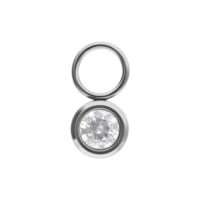 Pendentif rond en cristal en acier chirurgical Pendentif rond en cristal argenté en acier chirurgical sur fond blanc