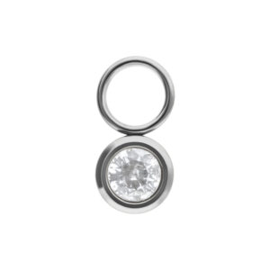 Pendentif rond en cristal argenté en acier chirurgical sur fond blanc