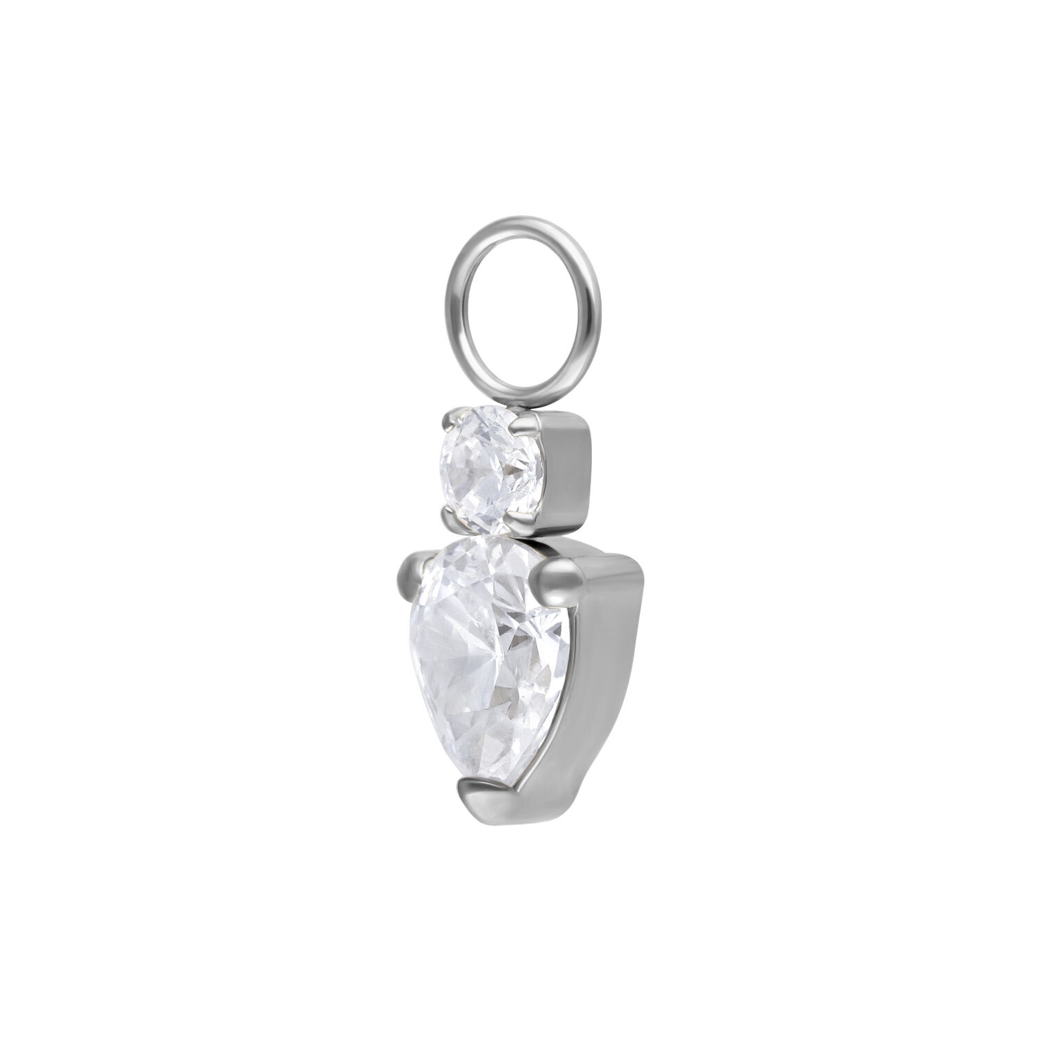 Pendentif Mystic Crystal en acier chirurgical Pendentif en acier chirurgical argenté avec cristaux clairs sur fond blanc