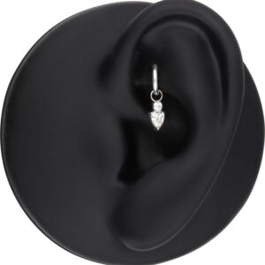 Mystic Crystal pendentif d'oreille en argent Pendentif d'oreille en argent avec cristal sur modèle d'oreille noir