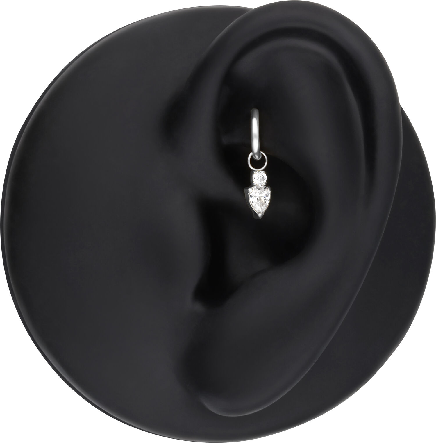 Mystic Crystal pendentif d'oreille en argent Pendentif d'oreille en argent avec cristal sur modèle d'oreille noir