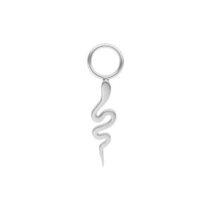 Pendentif serpent en acier chirurgical argenté sur fond blanc