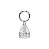 Pendentif Goutte de Cristal en Acier Chirurgical Pendentif goutte de cristal en acier chirurgical argenté sur fond blanc