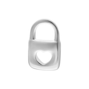 Embout Push Fit Lock argenté avec motif cœur sur fond blanc