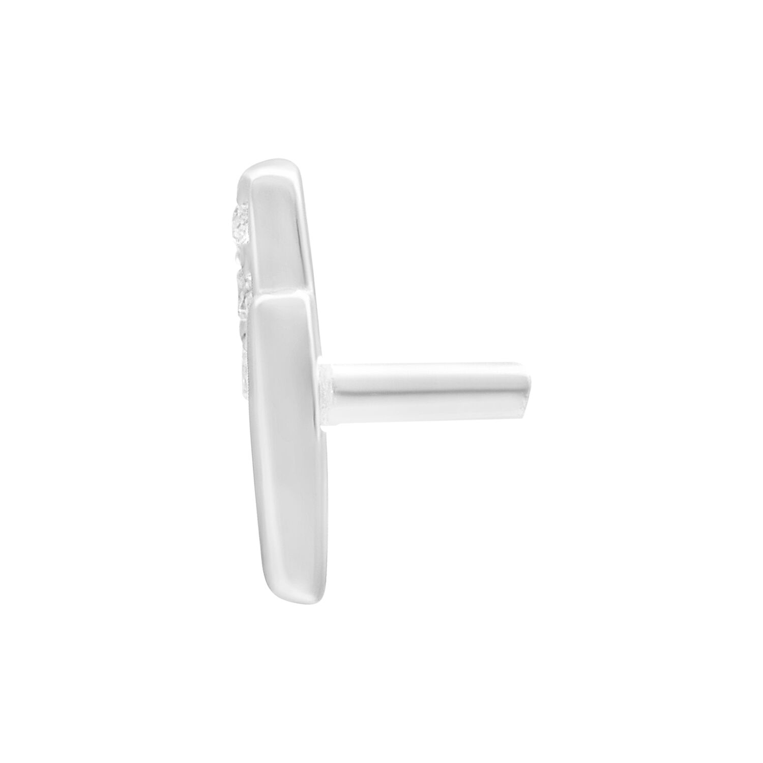 Embout Double Bar Cristal Push Fit Argenté Embout argenté avec cristaux sur fond blanc