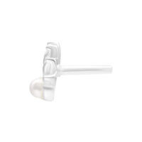 Embout argenté Push Fit Pearl Peacock Embout argenté avec perle pour piercing Push Fit sur fond blanc