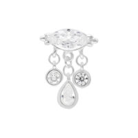 Embout Bella Push Fit argenté avec cristaux Embout Bella Push Fit argenté avec cristaux clairs sur fond blanc