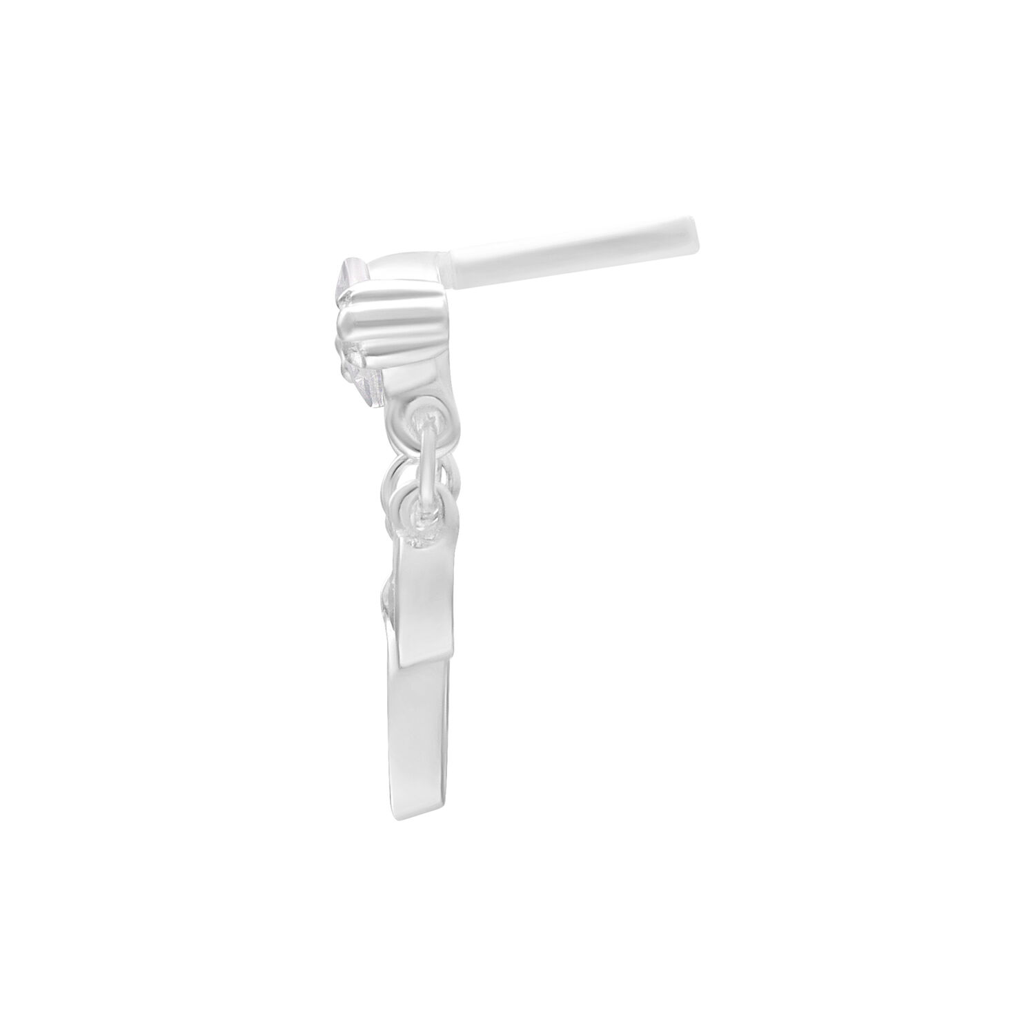 Embout Bella Push Fit argenté pour Bioplast Embout de piercing argenté de côté sur fond blanc