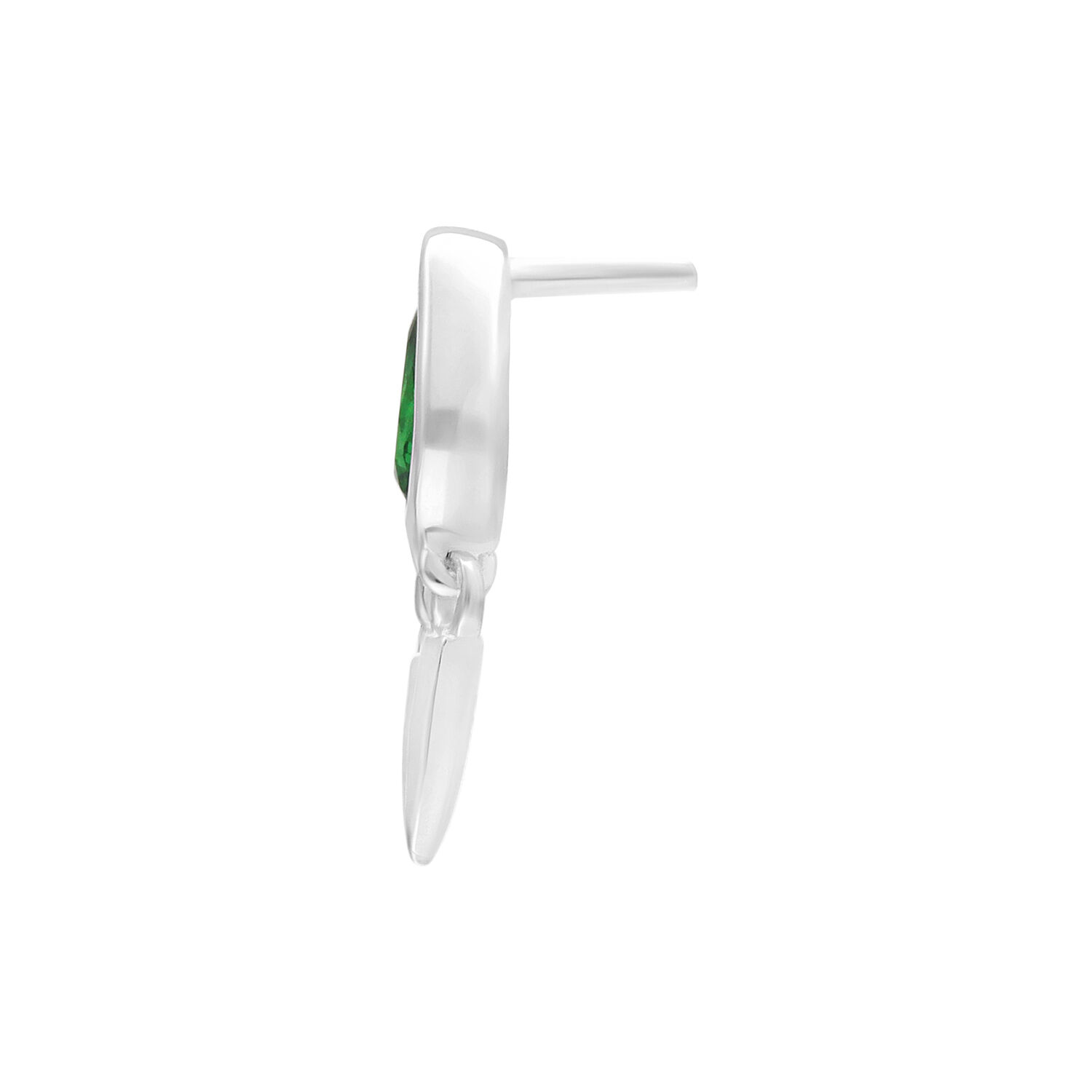 Embout Push Fit Émeraude Argent Embout Push Fit argenté avec cristal vert sur fond blanc