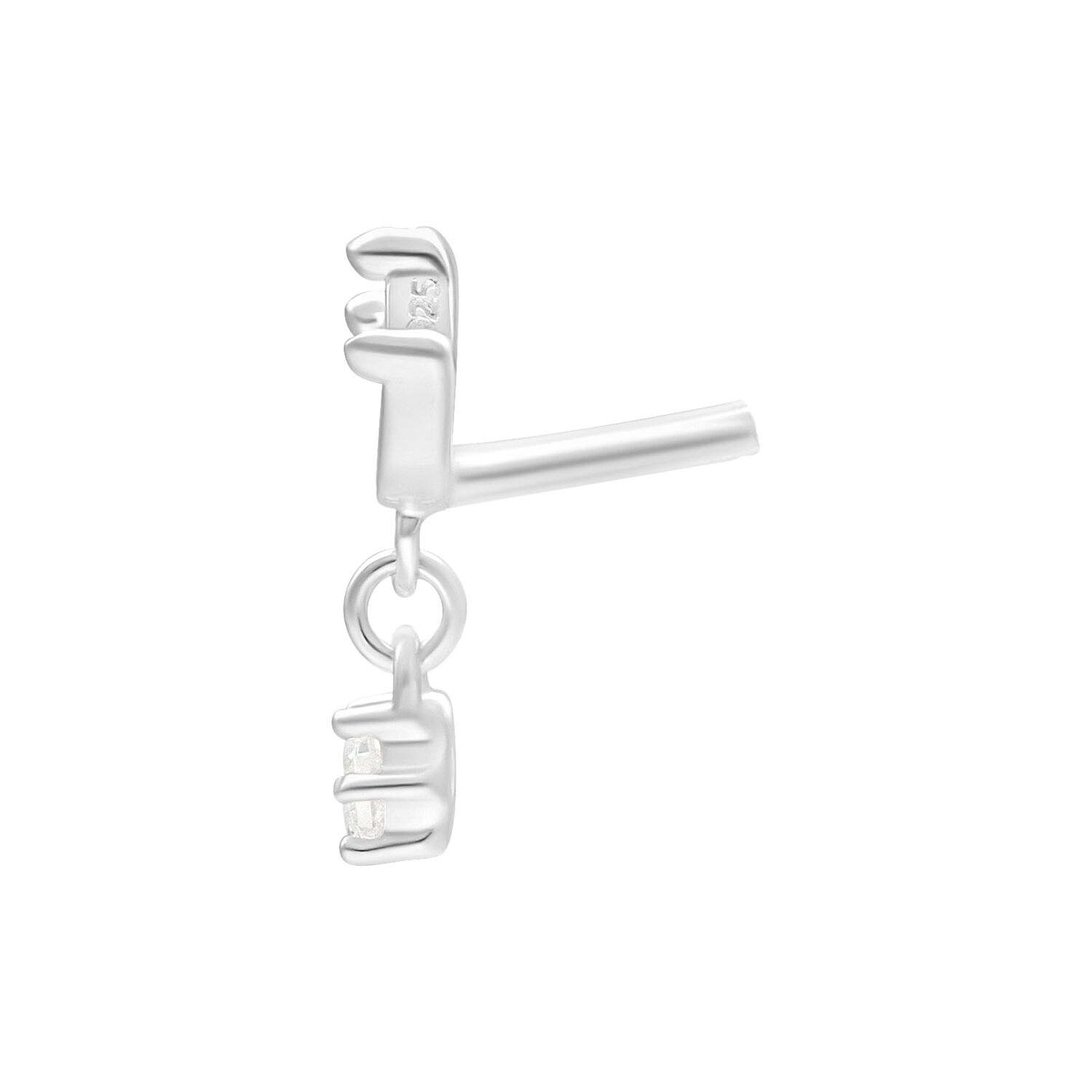 Embout Lotus Push Fit argenté pour Bioplast Embout Lotus argenté pour Push Fit en métal avec pierre cristalline, vue latérale