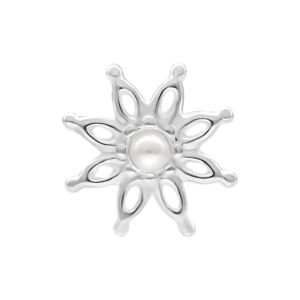 Embout Push Fit Bloom en argent avec détail de perle sur fond blanc