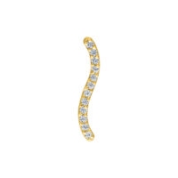 Embout Push Fit doré avec cristaux Embout doré incurvé avec des cristaux clairs sur fond blanc