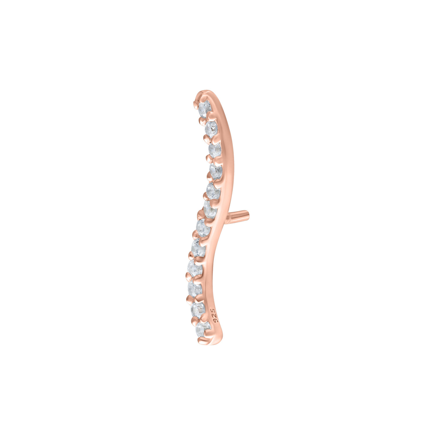 Embout Push Fit en or rose avec cristaux Embout Push Fit en or rose avec cristaux clairs sur fond blanc