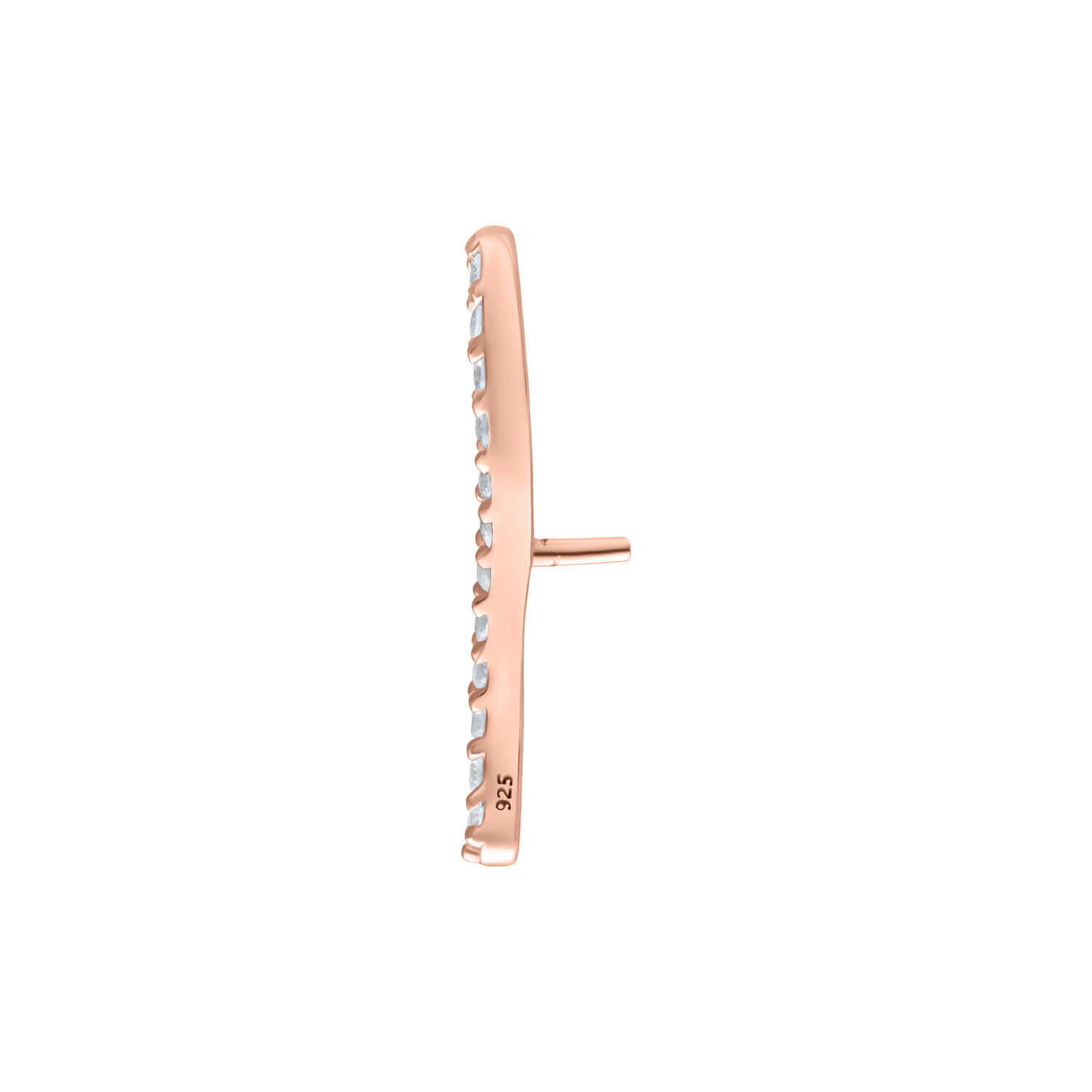 Embout Push Fit en or rose avec rangée de cristaux Embout Push Fit en or rose avec cristaux clairs sur fond blanc