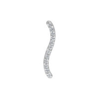 Embout Push Fit argenté avec rangée de cristaux Embout de piercing argenté avec rangée de cristaux incurvée sur fond blanc