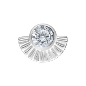 Embout argenté pour Push Fit avec cristal rond sur fond blanc