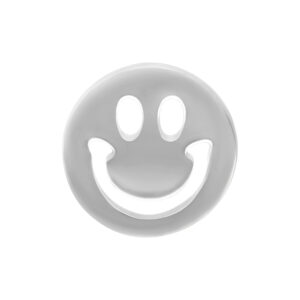 Smiley argenté pour Bioplast sur fond blanc