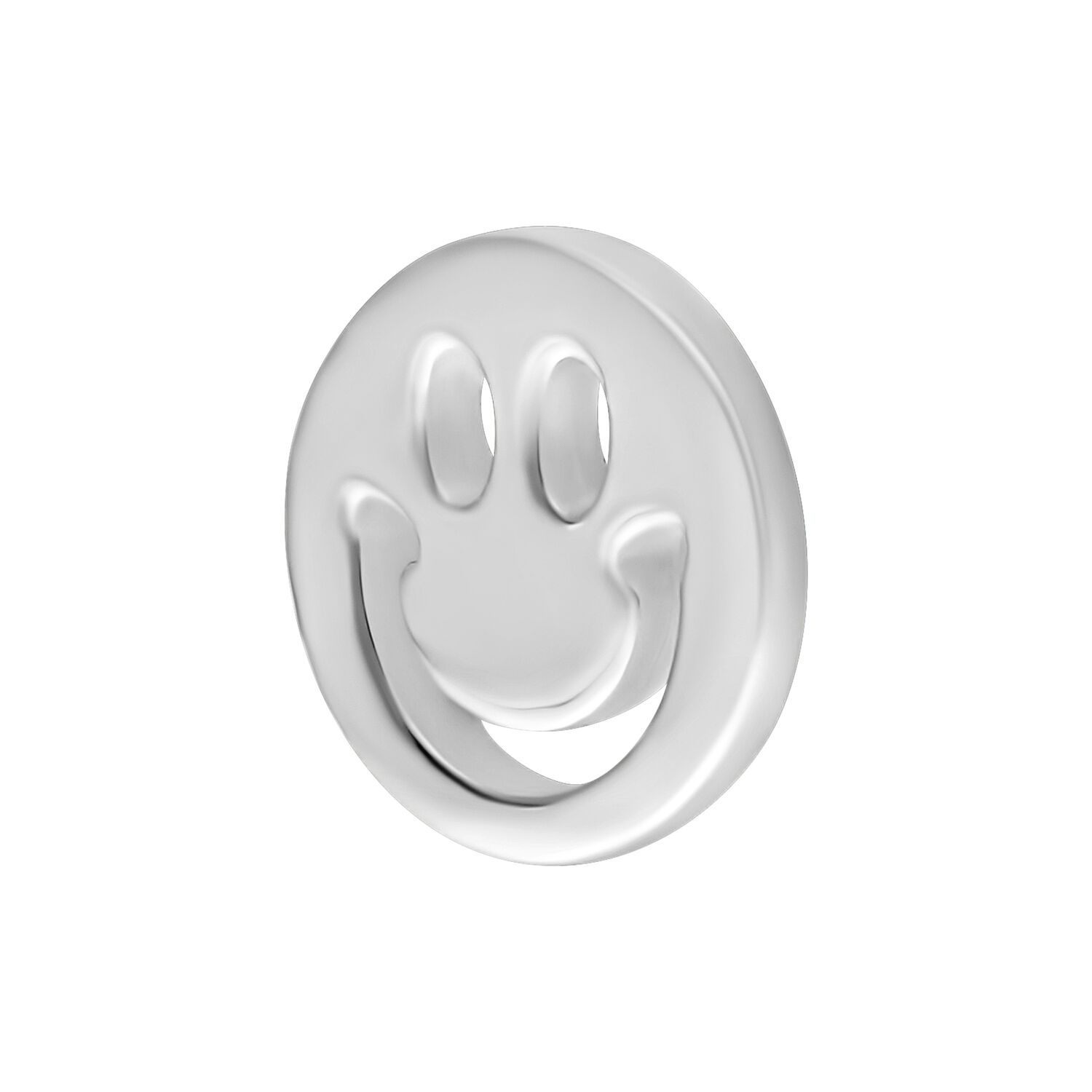 Embout Smiley Argenté pour Piercing Bioplast Embout Smiley Argenté en forme ronde sur fond blanc
