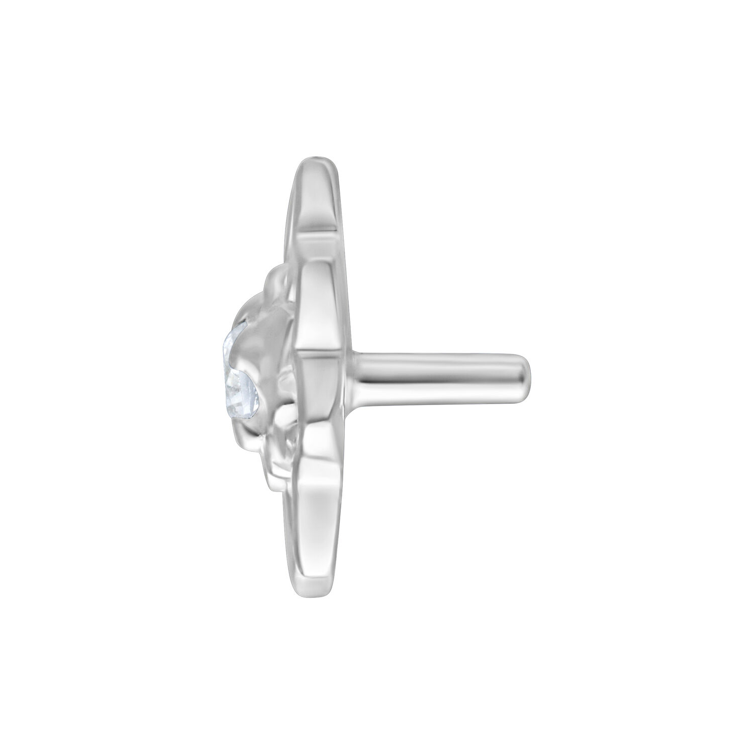 Sunflower Push Fit argenté 7mm Embout Sunflower Push Fit argenté en métal sur fond blanc