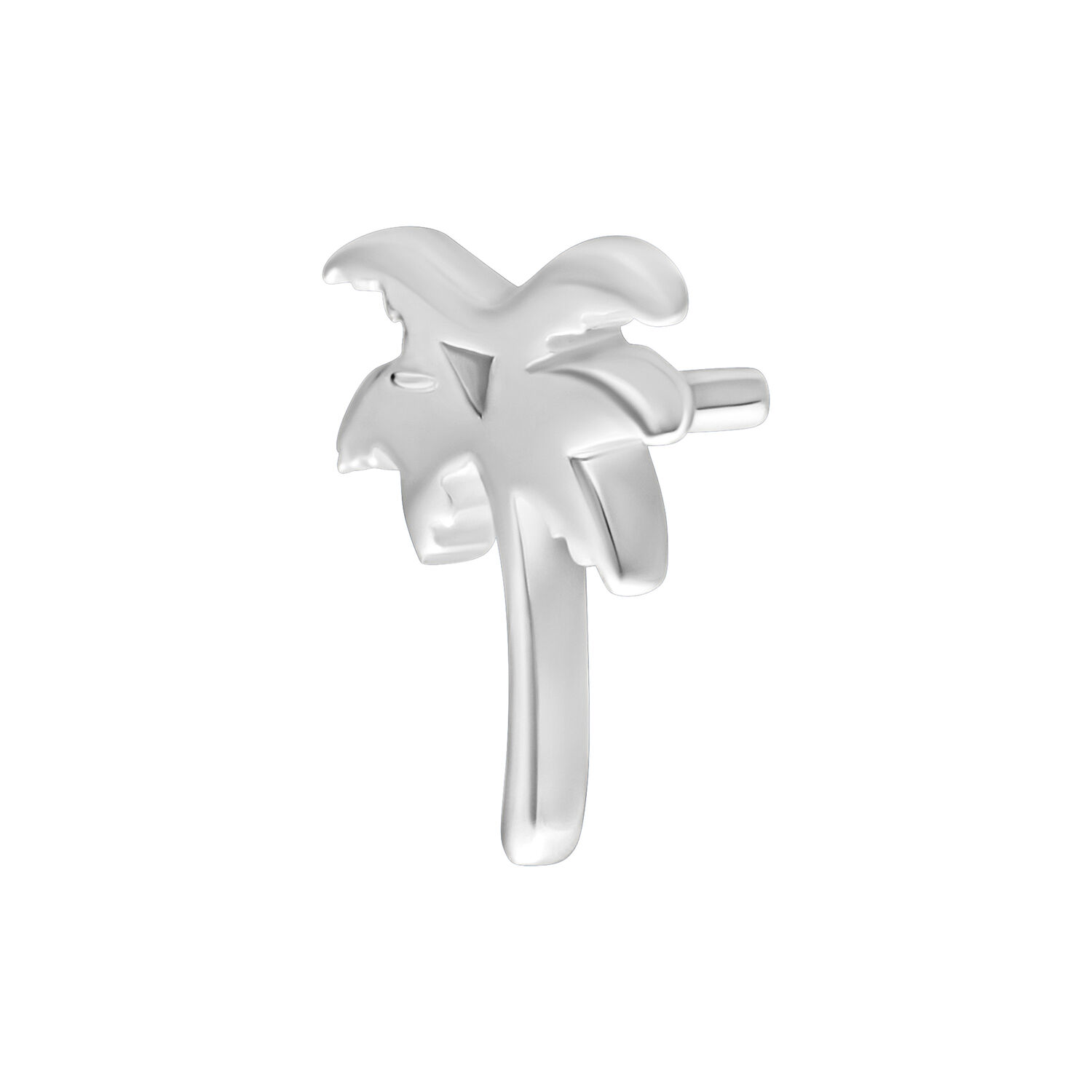 Embout Palmier Argenté pour Piercing Bioplast Embout Palmier Argenté pour Piercing Push Fit sur fond blanc