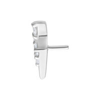 Embout Tricorne Argenté pour Piercing Bioplast Embout Tricorne Push Fit Argenté avec pierres scintillantes sur fond blanc