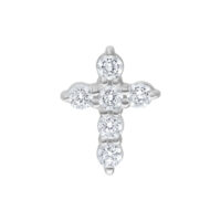 Embout Croix Cristal Argenté pour Bioplast Embout croix argenté en métal avec cristaux sur fond blanc