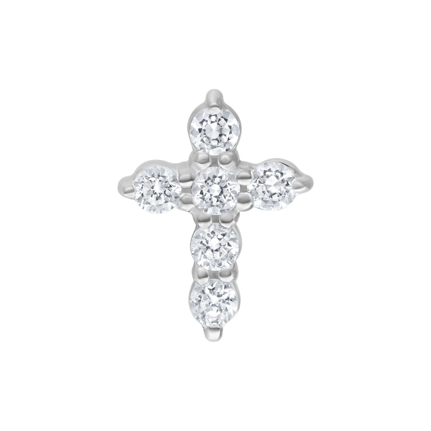Embout Croix Cristal Argenté pour Bioplast Embout croix argenté en métal avec cristaux sur fond blanc