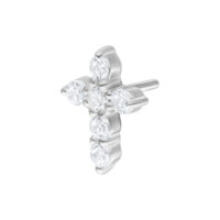 Embout Croix Cristal Push Fit Argenté Embout croix argenté avec cristaux pour bioplast sur fond blanc