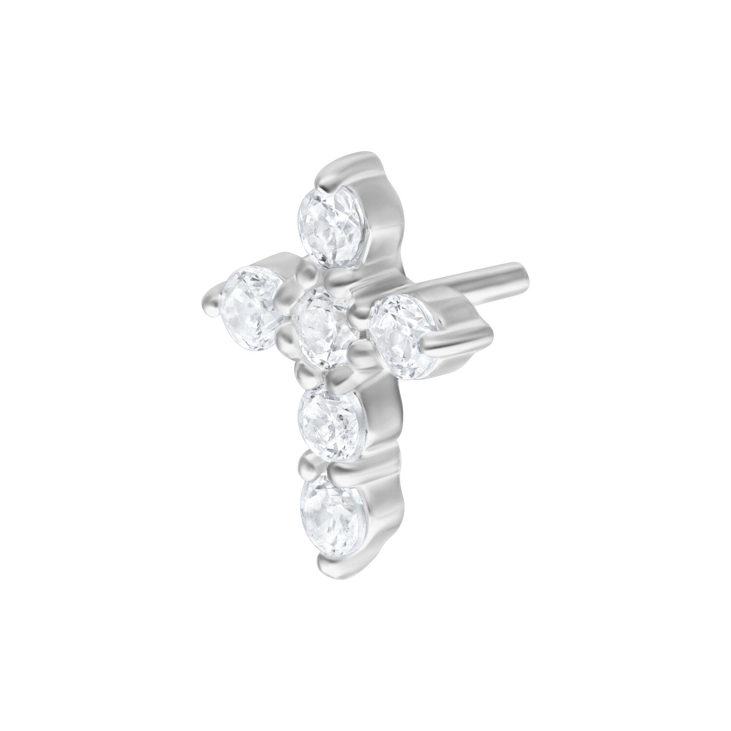 Embout Croix Cristal Push Fit Argenté Embout croix argenté avec cristaux pour bioplast sur fond blanc