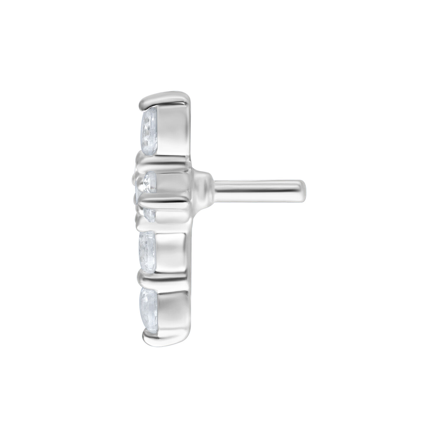 Embout Crystal Cross argenté Push Fit Embout Crystal Cross argenté pour Bioplast avec cristaux clairs sur fond blanc