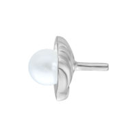 Embout Push Fit argenté avec perle Embout Push Fit argenté avec perle blanche sur fond blanc