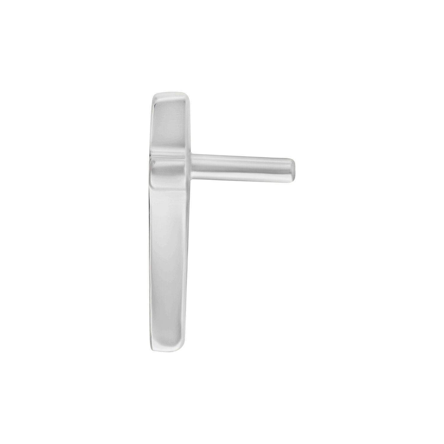 Embout Croix Push Fit Argenté pour Bioplast Embout argenté en forme de croix pour piercings Push Fit sur fond blanc