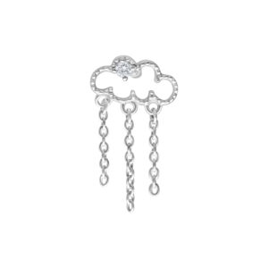 Embout Cloudy argenté avec chaînes et cristal sur fond blanc